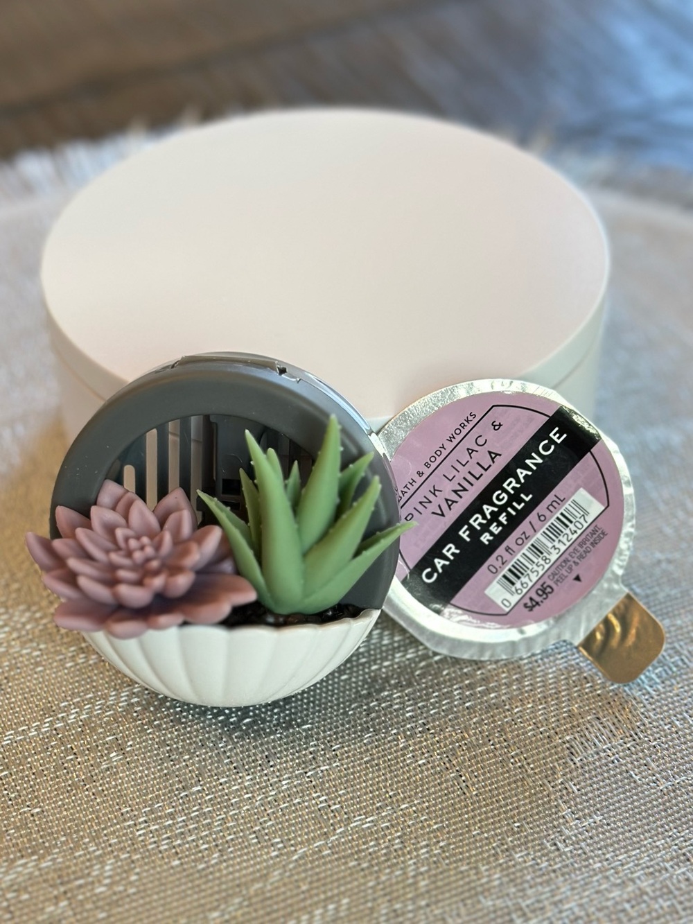 Succulent Car Fragrance Holder + Pink Lilac & Vanilla Refill - Bath & Body Works